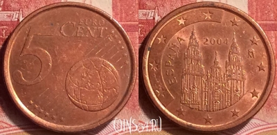 Испания 5 евроцентов 2004 года, KM# 1042, 168m-048