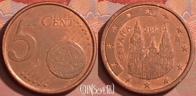 Испания 5 евроцентов 2004 года, KM# 1042, 286l-057