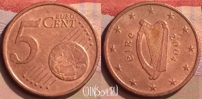 Ирландия 5 евроцентов 2004 года, KM# 34, 444-039