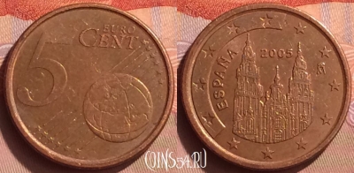 Испания 5 евроцентов 2005 года, KM# 1042, 084o-059