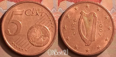 Ирландия 5 евроцентов 2007 года, KM# 34, 422-114