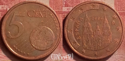 Испания 5 евроцентов 2008 года, KM# 1042, 054l-029