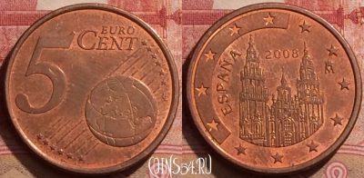 Испания 5 евроцентов 2008 года, KM# 1042, 284k-118