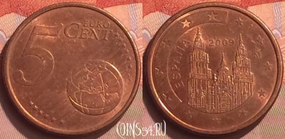 Испания 5 евроцентов 2009 года, KM# 1042, 077o-077
