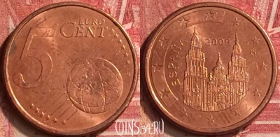 Испания 5 евроцентов 2009 года, KM# 1042, 210m-004