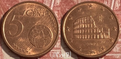Италия 5 евроцентов 2009 года, KM# 212, 474r-054