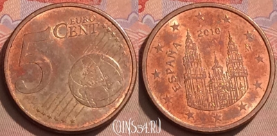 Испания 5 евроцентов 2010 года, KM# 1046, 127l-008