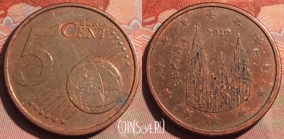 Испания 5 евроцентов 2010 года, KM# 1146, 249a-097
