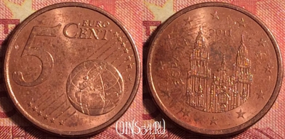 Испания 5 евроцентов 2011 года, KM# 1046, 171j-128