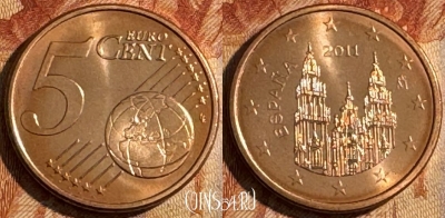 Испания 5 евроцентов 2011 года, KM# 1046, UNC, 503s-122
