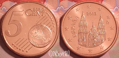 Испания 5 евроцентов 2013 года, KM# 1046, UNC, 272j-062