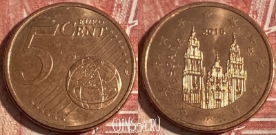 Испания 5 евроцентов 2016 года, KM# 1046, 338r-028