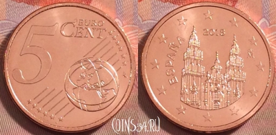 Испания 5 евроцентов 2018 года, KM# 1046, UNC, 112k-115