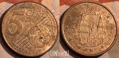Испания 5 евроцентов 2018 года, KM# 1046, 467s-556