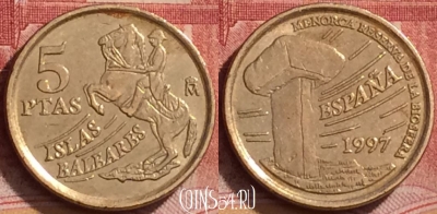 Испания 5 песет 1997 года, KM# 981, 148l-072