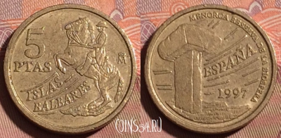 Испания 5 песет 1997 года, KM# 981, 216b-013