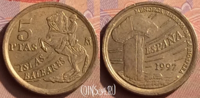 Испания 5 песет 1997 года, KM# 981, 450-102