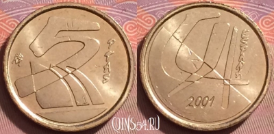 Испания 5 песет 2001 года, KM# 833, 134j-123