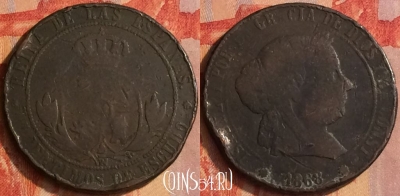 Испания 5 сентимо 1868 года, 7OM, KM# 635, 187o-037