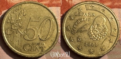 Испания 50 евроцентов 2001 года, KM# 1145, 467s-579