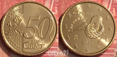 Испания 50 евроцентов 2016 года, KM# 1049, UNC, 298m-070