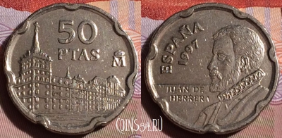 Испания 50 песет 1997 года, KM# 985, 244b-080