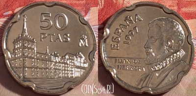 Испания 50 песет 1997 года, KM# 985, UNC, 268-068