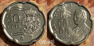 Испания 50 песет 1999 года, KM# 991, UNC, 513s-086