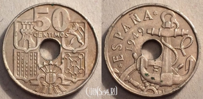Испания 50 сентимо 1949, см. состояние, 84-016a