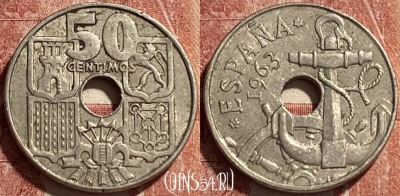 Испания 50 сентимо 1963 года, KM# 777, 463r-287