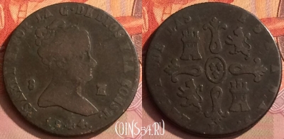 Испания 8 мараведи 1844 года J, KM# 531, 233o-002