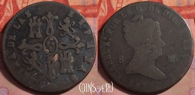 Испания 8 мараведи 1836-58 г., KM# 531, 138j-089