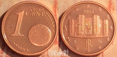 Италия 1 евроцент 2004 года, KM# 210, PROOF, 500o-028