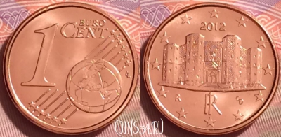 Италия 1 евроцент 2012 года, KM# 210, UNC, 276j-059