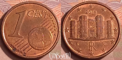 Италия 1 евроцент 2014 года, KM# 210, 348k-066