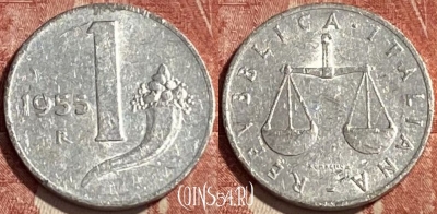 Италия 1 лира 1955 года, KM# 91, 462r-634