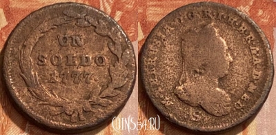 Милан 1 сольдо 1777 года, KM# 186, 461q-086 ♛