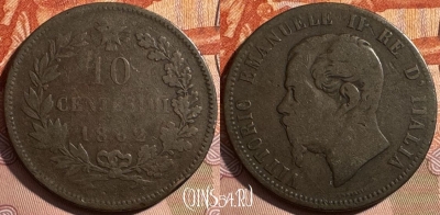 Италия 10 чентезимо 1862 года, KM# 11, 411s-001