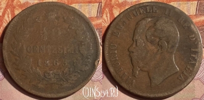 Италия 10 чентезимо 1863 года, KM# 11, 333p-013 ♛