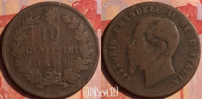 Италия 10 чентезимо 1863 года, KM# 11, 435-017