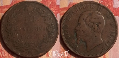 Италия 10 чентезимо 1866 года .OM, KM# 11, 435-025