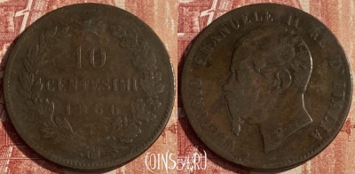 Италия 10 чентезимо 1866 .OM, KM# 11, 446p-012 ♛