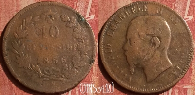 Италия 10 чентезимо 1866 года M, KM# 11, 406-069