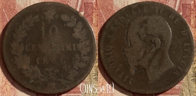 Италия 10 чентезимо 1866 OM, KM# 11, 106q-066 ♛
