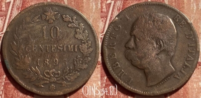 Италия 10 чентезимо 1893 BI, KM# 27, 375q-050 ♛