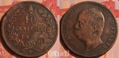 Италия 10 чентезимо 1893 года BI, KM# 27, 435-085