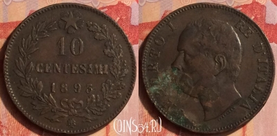 Италия 10 чентезимо 1893 года BI, KM# 27, 435-097 ♛
