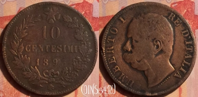 Италия 10 чентезимо 1893 года BI, KM# 27, 436-005