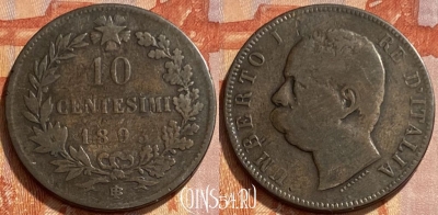 Италия 10 чентезимо 1893 BI, KM# 27, 461q-012 ♛