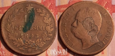 Италия 10 чентезимо 1894 года BI, KM# 27, 436-001